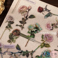Small Cloth Dots ∣ Historical Sites Rose-PET Stickers-PET Stickers Handbook Decoration Retro Romanti