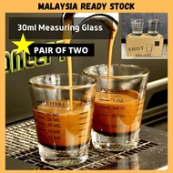 [2 Pack] Espresso Measuring Glass 30ml Measuring Cup Ounce Cup Coffee Measuring Shot Glass Black Sho