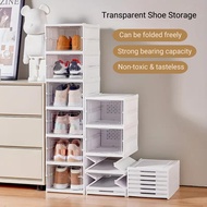 [ READY STOCK ] 3/6 LayerTransparent Foldable Shoe Storage Box Large Capacity Shoe Box Shoe Cabinet Stackable Shoe Rack