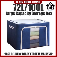 【ABIG】72L/100L Storage Box Large Capacity Foldable Oxford Cloth Storage Box Steel Frame