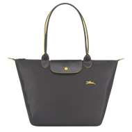 Genuine longchamp Le Pliage Club 70th anniversary embroidered horse long handle waterproof nylon Shoulder Bags large size Tote Bag L1899619300 Gray color