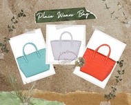 [Malaysia Ready Stock] Woman Tote Bag/ PVC Bakul Anyaman/Beg Wanita/Handmade Bag/Plain Decoupage Bag