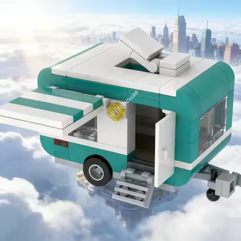 128pcs MOC Creator Retro Caravan Model Building Blocks Architecture Christmas Gift DIY Creative Idea