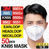 PREMIUM 50PCS 3M 9501 9502 Respirator N95 mask NIOSH PM2.5 N95 MEDICAL MASK Earloop Headloop Neckloo