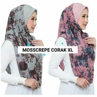 (Mosscrepe XL Berdagu) Tudung Sarung Instant Berdagu Saiz XL Corak Printed