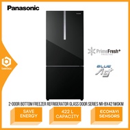 Panasonic 2-Door Bottom Freezer Refrigerator Glass Door Series Inverter 422L Fridge NR-BX421WGKM NRB