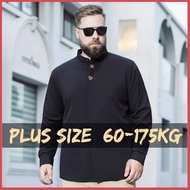 【Plus Size】60-175KG Men Oversized Loose Mandarin Collar Long Sleeve Embroidery Tops Man Fashion Casu