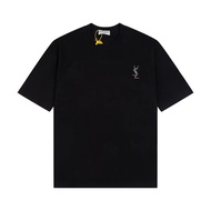 YSL T-shirt Men Women Pure Cotton Simple Embroidered Round Neck Short Sleeve