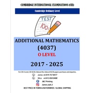 O Level ADDITIONAL MATHEMATICS (4037) 2017-June/Nov 2025 (Paper 1,2)