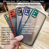 Oppo A95 A93 A92 A74 4G 5G A73 A54 A53 A15 A15S A16 A16K Matte Transparent Camera Full Protect Case 