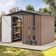 DWVO 8x6FT Outdoor Storage Shelter, Roomy Steel Tool Shed with Secure Entrances & Air Circulation fo