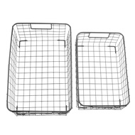 2Pcs Wire Storage Baskets with Handles Metal Organizer Basket Bins for Home Office Nursery Laundry S