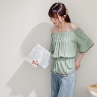 Ob Design Women Casual Plaid Trim Elastic Blouse Top Plus Size