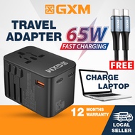 GXM 65W Travel Adapter GaN Wall Charger Fast Charge Type C USB Plug Socket Laptop Macbook iPhone 15 14  iPad Tablet  Samsung Universal Travel Charger