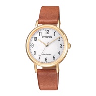 Citizen Eco-Drive EM0578-17A Analog Solar Brown Leather Strap Women Watch