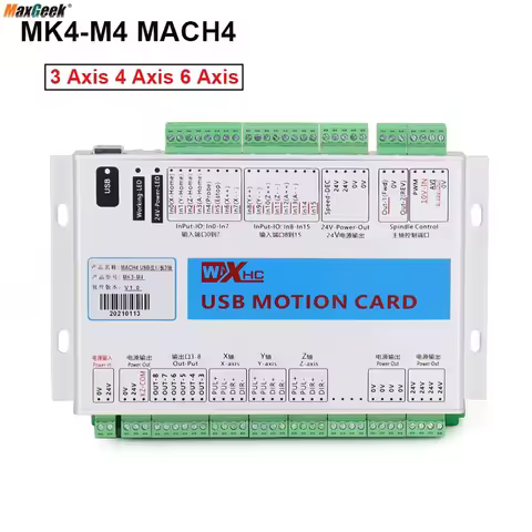 Maxgeek MK4-M4 MACH4 3 Axis 4 Axis 6 Axis CNC Breakout Board 2000KHz USB Motion Card For Engravers L