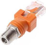caralin F Female to RJ45 Male Coaxial Coupler Adapter RJ45 to RF Connector Converter, Orange, 4.5cm/
