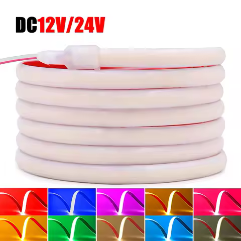 Waterproof COB LED Neon Light Strip 12V 24V 5m 10m 15m 20m 0.5m 320 LEDs Flexible Tape Silicone Tube
