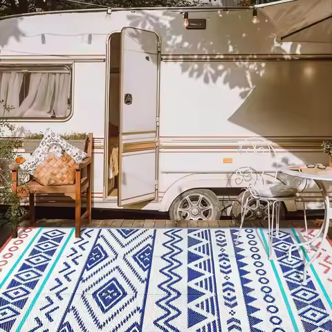 Waterproof Outdoor Rug - 9x12 Plastic Patio Mat for Camping, RVs, and Outdoor Spaces