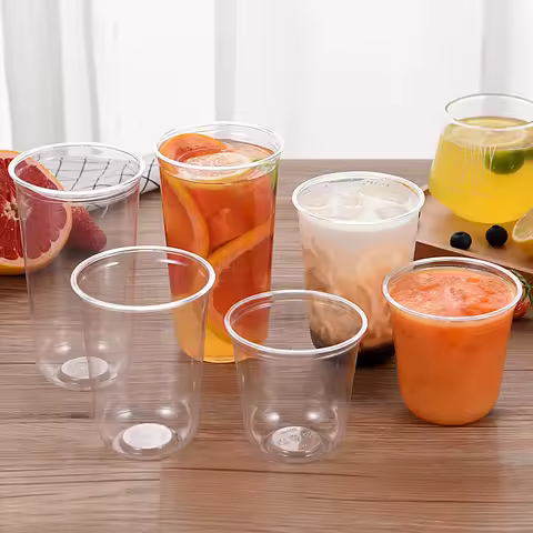 100pcs/pack 360/500/700 U Shaped Bubble Tea Cup Soft Plastic Blister Cup Dessert Ice Cream Cup Accep