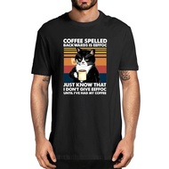 Black Cat Coffee Spell Back Is Eeffoc Funny T-Shirt For Lovers Men's 1 Cotton Novelty Unisex Summer