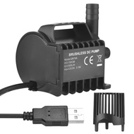 Submersible Water Pump Electric 500L/H Small Fountain with Max 4.9ft Lift, 6.5ft USB Cable and Sucti