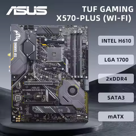 ASUS TUF GAMING X570-Plus (WI-FI) Motherboard Set Supports AMD AM4 R5 5600X R7 5700X3D R9 5900X CPU,