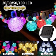 8 Modes 20/30/50/100 Led Solar Fairy String Light Crystal Ball Bubble Lamp Indoor Outdoor Garden Par