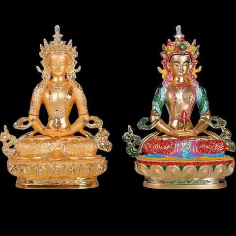 Tibetan Buddhist Tara Statue Tara Amitayus Figurine Brass Goddess of Compassion for Home Decor