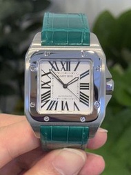 💚🖤卡地亞 Cartier 2656 Santos100 XL自動日曆 38x51   山度士100 大裝