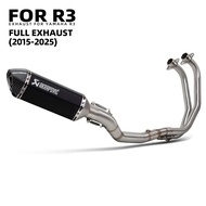 Motorbike Kit 370MM Akrapovic Muffler with DB Killer For R3 R25 MT03 MT25 2015-2024