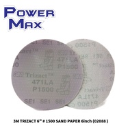 1PCS of 3M TRIZACT 6" # 1500 SAND PAPER 6inch 02088 / 00950 Gold finishing 6" Sand Paper # 1500
