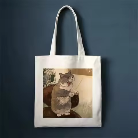 Crying Cat Shoulder Bag Cute Cartoon Cat Emoji Bag Shoulder Bag Women's Daily Shopping Bag Portable 