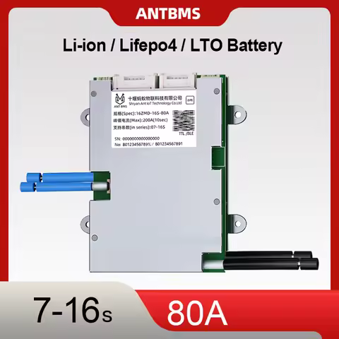 ANT BMS 7-16S 24V 36V 48V 60V 72V 80A 200A Li-ion LifePo4 Lituium Battery built-in BT APP NTC TTL sm