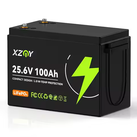 Compact 24V 100Ah Lithium Battery, 24V 100Ah LiFePO4 Battery 5000+ Cycles, Built-in 100A Low Tempera
