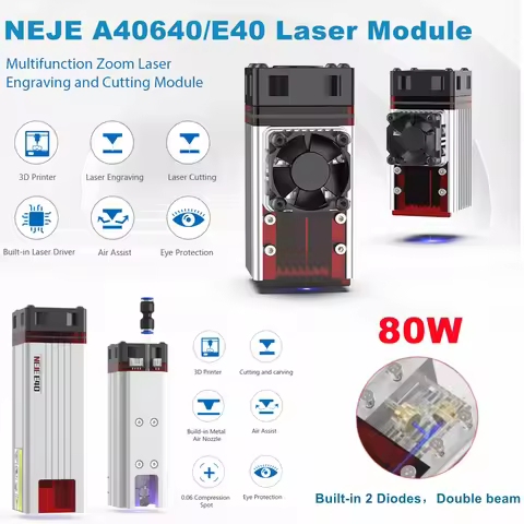 NEJE A40640/E40 80W CNC Laser Module 450nm TTL Compressed Spot for Wood Cutter Engraver DIY Metal Ma