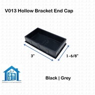 ⟬aga.alumglass⟭ V013 @ 1 6/8" x 3" PVC Hollow End Cap Bracket for Aluminium
