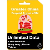 【eSIM】 Greater China Unlimited High Speed Data eSIM 【5 - 10 Days】