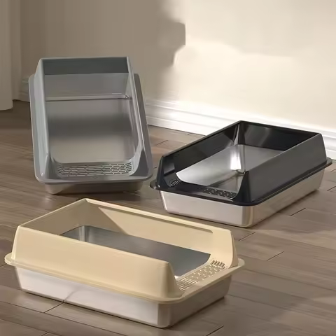 Stainless Steel Cat Litter Box Enclosed Side-Entry Scratchproof For Small/Medium Cats, Perfect For H