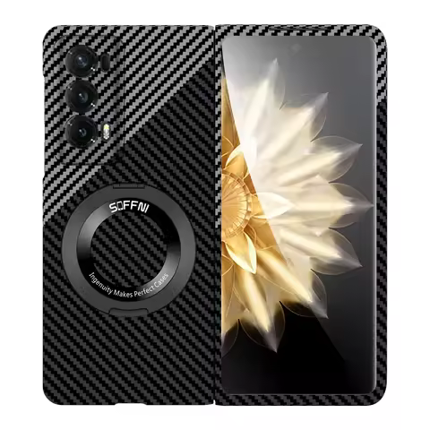 Carbon Fiber Plastic Case for Honor Magic V2 5G Case Stand Magnetic Wireless Support Magsafe Protect