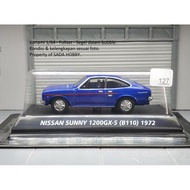 DIECAST KONAMI 1/64 NISSAN SUNNY 1200GX-5 B110 1972 biru FULLSET CADATOYS