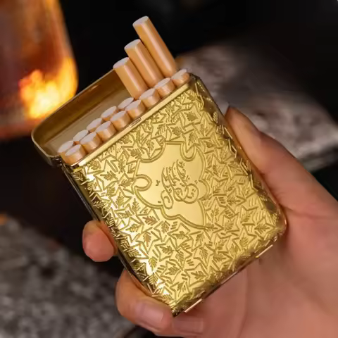Retro Carving Cigarette Case 16pcs Capacity Storage Container for 84mm Cigarette Pocket Cigarette Bo