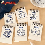ADMORE Coil Calendar, Portable Cartoon 2026 Desk Calendar,  Mini Calendar Plan Book Desktop Ornament