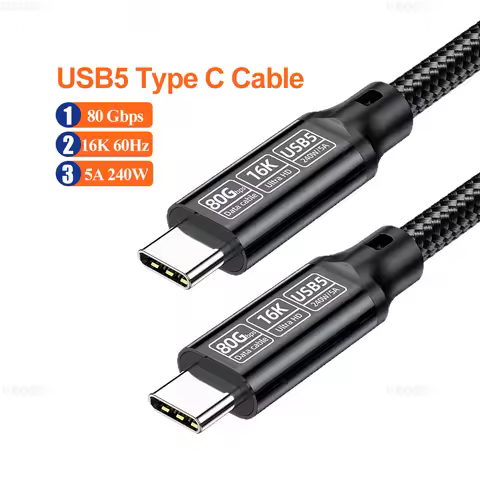 80Gbps USB5 USB C Cable 16K60Hz 8K120Hz Data Cable USB Type C 5A 240W C-type Fast Charging Cord for 