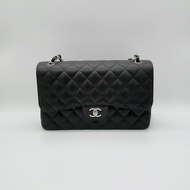 Chanel 黑粒面CF銀釦 JUMBO