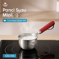 410 Stainless Steel Mini Milk Pot - Double Funnel, Ergonomic Wooden Handle, Energy Saving