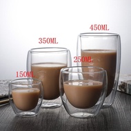 2-6pcs 150ml-450ml Double Insulated Glass Water Cup Breakfast Cup