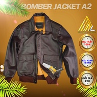A2 bomber jacket leather-genuine cowhide bomber jackets-10 years warranty