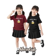MECUKIDS Crop Top Drawstring Short Shirt for Children with HAPPY DAYS Coquette Motif Ages 4 5 6 7 8 
