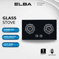 [Online Exclusive] ELBA 2 Burners Glass Stove EGH-J8552G(BK) - High Quality Tempered Glass Black (5k